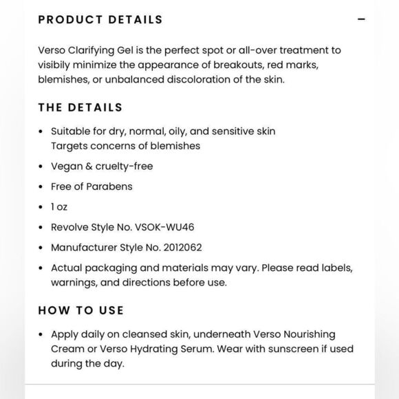 $40 🌙 Verso Skincare Clarifying Gel + RETINOL 🆕 FULL SZ‎ - Picture 6 of 6